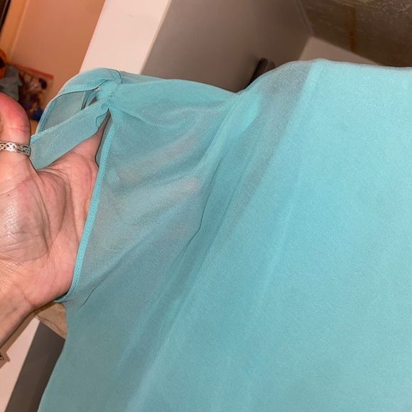 Esprit NWT Italian Bright Blue Flutter Tye Sleeve Blouse, Size 6 - Picture 9 of 14